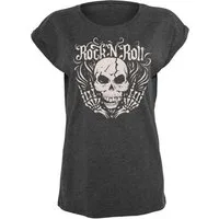 Youth Designz Print-Shirt "Skull Rock N Roll" Damen T-Shirt Statement oder Geschenk Frauen Motiv mit stylischen Aufdruck für Musik fans