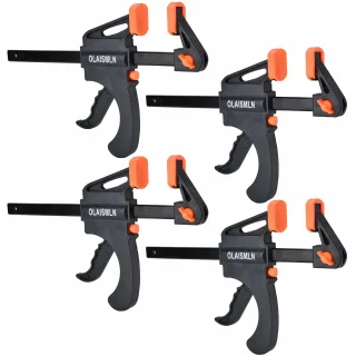 4PCS F-Bar Clamp Woodworking Clamp 4Inch Bar F Clamps Clip Wood Carpenter Tool Grip Quick Ratchet Release Squeeze Woodwo