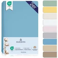 BARBONS Spannbettlaken 60x120 für Baby, Jersey Bettlaken Babybett, Kinderbett, (2 Stück), 100% Baumwolle