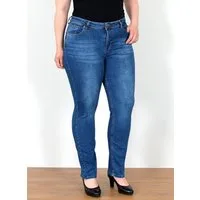 ESRA Straight-Jeans Straight Fit Jeans Damen High Waist Jeans-Hose Regular bis Übergröße Gerade Schnitt Jeanshose Damen hohe Leibhöhe Stretch Jeans Straight