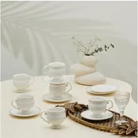 Karaca Kaffeeservice Malta 6 Personen Kaffeetassen-Set 100 ml - Stilvolle Porzellan