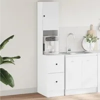 vidaXL Küchenbuffet vidaXL Küchenschrank Weiß 35x50x180 cm Holzwerkstoff