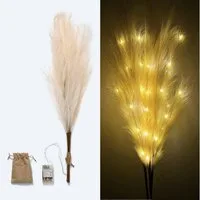 Kunstpflanze künstliches Pampasgras mit LED-Beleuchtung, Timer - 80 bis 115 cm groß - Kunstgräser, Online-Fuchs, Dekoration für Frühling, Sommer, Herbst & Winter