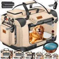 Lovpet Tiertransportbox bis 7 kg, Hundebox Hundetransportbox faltbar Inkl.Hundenapf Transport