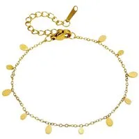 KARMA Fußkette mit Anhänger Fußkettchen Gold Coins Fuß-Schmuck wasserfest antiallergisch (Damenschmuck Sommer Urlaub, Fusskette, Größe einstellbar), Edelstahl vergoldet