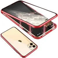 Wigento Handyhülle Für Apple iPhone 15 Pro Max 360 Grad Magnet Glas Bumper Handy Hülle