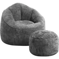 Lexzurn Sitzsack Sitzsack Lazy Sofa Gaming Sitzsack mit Hocker, Sitz Sack mit (Granularer-MemorySchwamm Füllung, Lounge Sessel, Lounge Stuhl, Weich und Formstabil), Couch für Erwachsene und Kinder, für Schlafzimmer, Büro und Wohnzimmer
