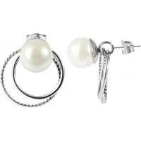 Adelia´s Paar Ohrhänger Damen Ohrstecker aus poliertem Edelstahl und Perle Ø 18 mm