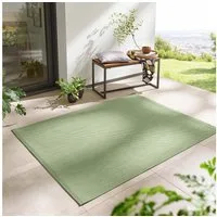 TaraCarpet Teppich Regina Teppich aus robustem Flachgewebe für In und Outdoor, rechteckig, Höhe: 7 mm, Küche Wohnzimmer Terrasse Garten Balkon uni grün 80x150