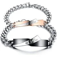 Kim Johanson Armband Set Partner Armband Love Gold + Schwarz (Set), Pärchen Schmuck mit Herz