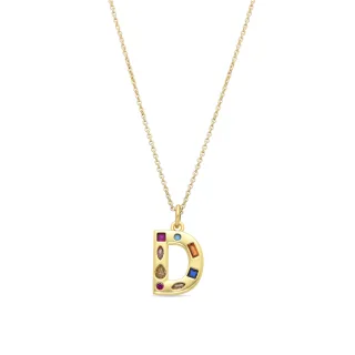 Luxenter Halskette mit mehrfarbigen Zirkonia 18k Gold Finish - Alphabet