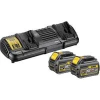 XR FLEXVOLT Akku Starterkit DCB132T2, inkl. 2x Akku 54Volt 2Ah, Set gelb/schwarz, 54Volt 2Ah oder 18Volt 6Ah, Doppel-Schnellladegerät DCB132