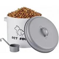 relaxdays Futterbehälter Futterbox Metall mit Löffel, Eisen, 5 Liter