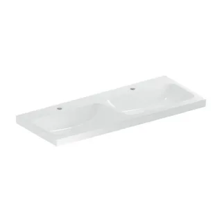 Geberit iCon Doppelwaschtisch 501838006 120x48cm, Hahnloch mittig, ohne Überlauf, weiß KeraTect