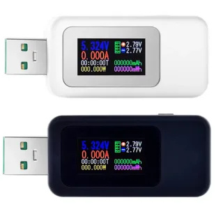 KEWEISI USB Tester Digital Voltmeter Ammeter 0.96 Inch IPS Screen 4-30V 0-5A QC3.0 PD Fast Charging Protocol Power Capac