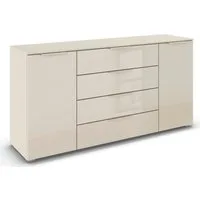 rauch Kombikommode Sideboard Schubkommode Kommode MONTCLAR Front Dekor/Hochglanz/Glas (Breite 160 / Höhe 81 cm, 2 Einlegeböden, inkl. Soft-Close-Funktion), 2-türig, 4 geräumige Schubladen, viele Griffvarianten MADE IN GERMANY