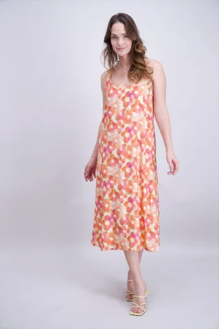 signe nature - Kleid mit Blumenmuster pink/orange - Gr. - 40