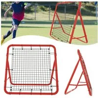 FIVMEN Rebounder Kickback Rückprallwand Netz für Fußball Baseball 100x100cm Rot, für Übungen, Fußballschuss, Baseball und mehr Techniktraining