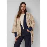 s.Oliver Poncho Indoor-Poncho Karierter Poncho mit Fransen