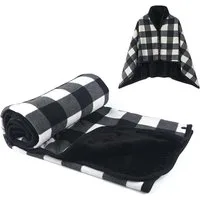 Coonoor Fleeceponcho Damen Poncho Fleece Tragbare Decke, Karierte Schoßdecke
