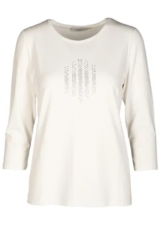 CLARINA - Rdh.-Shirt, 3/4 Arm, Druck weiss - Gr. - 44