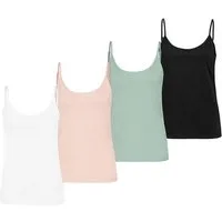 SUBLEVEL Shirttop Spaghettiträger-, einfarbig, Baumwolle, 4er-Pack (4-tlg) Strap-Top 4er-Pack
