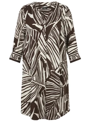 VIA APPIA DUE - Kleid V-Ausschnitt 3/4 Arm Druck mahagoni/creme - Gr. - 52