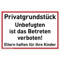 König Werbeanlagen Hinweisschild Schild Privatgrundstück, PVC 30 x 20 cm, Unbefugten ist das Betreten