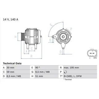 Bosch Lichtmaschine 140A Audi Seat Skoda VW 0986082230
