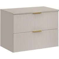 Lomadox Waschtisch ADELAIDE-56-CASHMERE, Waschtischschrank, kaschmir mit gerillter Front, 80cm breit