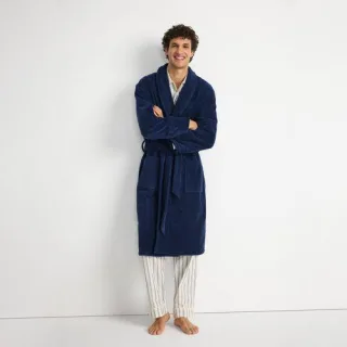 Bademantel aus türkischem Frottee, Herren,  Blau, Baumwolle, by Lands' End