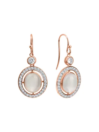 Zeeme Gemstones Ohrringe Silber 925 rosé vergoldet Zirkonia Mondstein echt