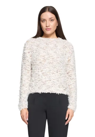 Betty & Co - Strickpullover Weiß/Taupe - Gr. - 44
