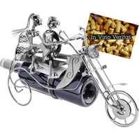BRUBAKER Weinflaschenhalter Paar auf Motorrad Flaschenhalter, (inklusive Grußkarte), Weinhalter Metall Skulptur, Wein Geschenk