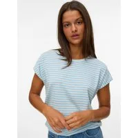 Vero Moda Rundhalsshirt VMAVA PLAIN SS TOP STRIPE GA JRS NOOS Materialmix, regular fit
