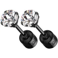 Taffstyle Paar Ohrstecker Gesundheitsstecker Ohrringe Erststecker Chirurgenstahl mit Kristall (Medizinische Ohrringe für empfindliche Ohren mit Zirkonia Kristall)