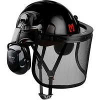 Mustbau Schutzhelm, Arbeitshelm Set mit Ohrschützer und Netzvisier