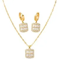 KARMA Schmuckset Damen Edelstahl Kristalle Gold Ohrringe in Schmuckbox (Ohrschmuck, 3-tlg., wasserfest hypoallergen rostfrei Damenhalskette), Halskette verstellbar Geschenk für Sie