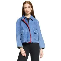 Amber & June Jeansjacke Damen mit aufgesetzten Taschen