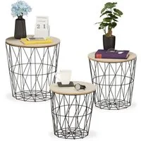 relaxdays Beistelltisch Korbtisch 3er Set