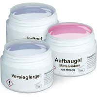 GS-Nails UV-Gel Set 3 x 15ml pink milchig, Mit Gilbschutz