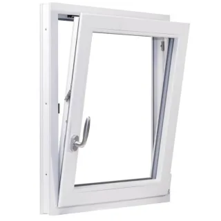 Kellerfenster mit Lüftung, PVC, Ideal 4000, Weiß, 635 x 635 mm, 1-teilig drehkipp links, individuell konfigurieren