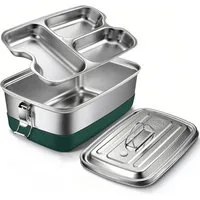 PFCTART Lunchbox Edelstahl Brotdose 2000 ml mit 3 Fächern, Lunchbox Bento Box, Edelstahl 304, (Set, 1-tlg., 2-lagig, 3 Fächer, Bento Box für Arbeit, Schule & Picknick), 304 Edelstahl, auslaufsicher, BPA-frei, spülmaschinengeeignet