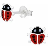 schmuck23 Paar Ohrstecker Kinder Ohrringe Marienkäfer Rot 925 Silber, Kinderschmuck Mädchen Geschenk echte Silberohrringe