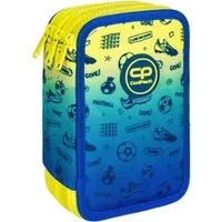 GOLDKIDS Federmäppchen COOLPACK XXL Federtasche Federmappe, (44-teilig gefüllte Schüleretui, 1-tlg., 3-stöckig 20 x 13,5 x 7 cm), Football 2T inkl. Füller Patrone