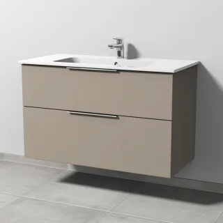 Sanipa 3way Waschtischunterbau zu Duravit ME by Starck Waschtisch mit 2 Auszügen, Sandgrau-Matt UF72667