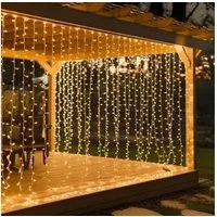 Montegoni LED-Lichterkette 3x3m 300 LED Lichtervorhang Lichternetz Lichterkette mit Fernbedienung, Wasserfeste LED Lichterkette mit 8 Modi und Fernbedienung