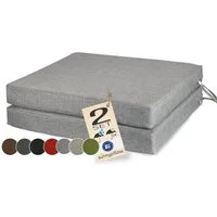 sunnypillow Stuhlkissen 2er Set Stuhlkissen mit Bändern "HAVANA" viele Farben zur Auswahl, Grau