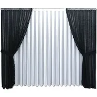 Gardinen by Justyna Gardine Schwarze Gardine Komplett Set, Kräuselband, transparent, Fertiggardine,Hochwertiggardine,Turkischegardine,Perde,Tüll