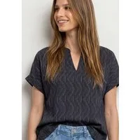 STREET ONE Kurzarmshirt Sommerbluse im Tunika-Look und mit grafischem Muster